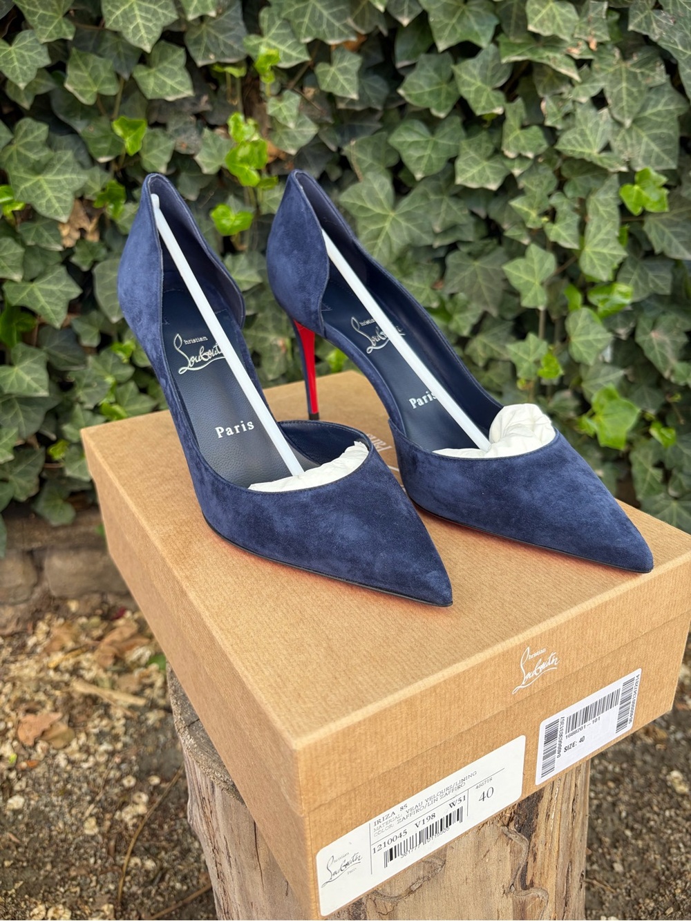 Christian Louboutin Blue Suede D'Orsay Iriza Pointed-Toe Pump Size EU 40 - Picture 5 of 13
